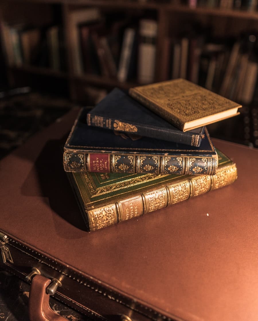A hardbound book on a table